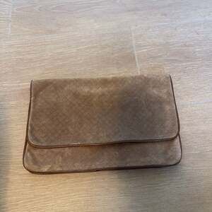 Jordan Marsh Vintage Suede Envelope Clutch Brown Diamond Pattern